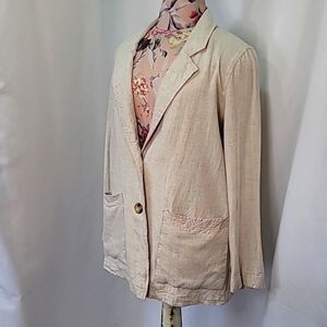 BLACK TAPE_ Linen Rayon Blend Lightweight Blazer 2 Double Button Coat